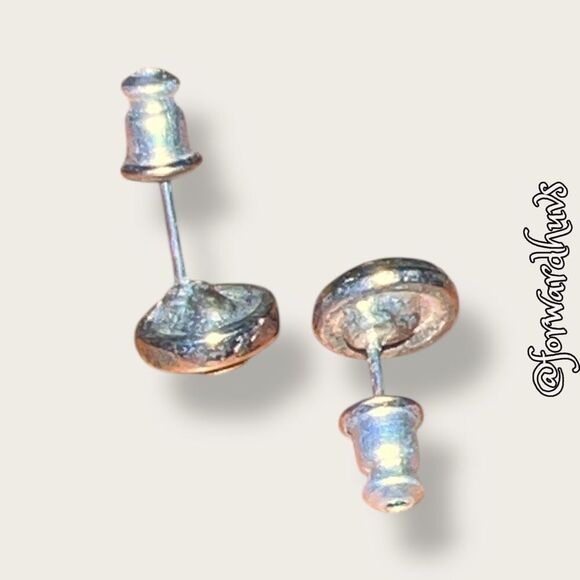 Bundle Sale 3 for $15 | Silver-Tone Stud Earrings with Rhinestone Center - Picture 6 of 9